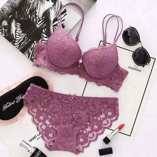 2021 Sexy Ladies Lace Push up Bra Brief Set Fashion Women Underwear Set Hollow Out Lace Bras