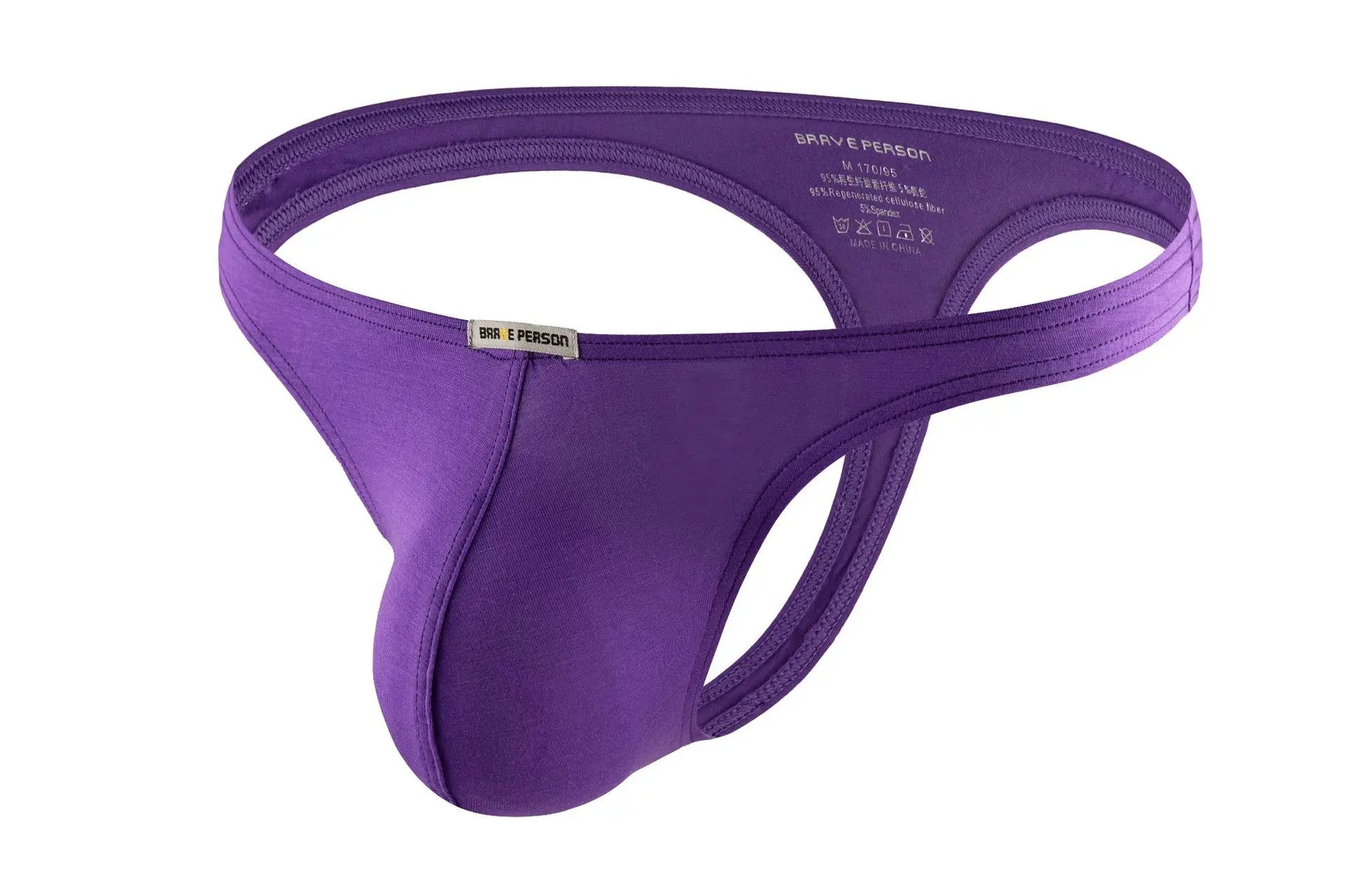 Men's Sexy Sports Leisure Modal Thongs Breathable Soft Fabric High Stretch Ultra Thin Low-rise Large Pouch Briefs Underwear