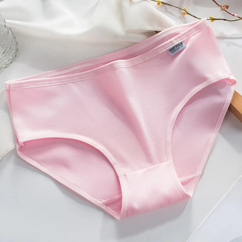 Women's Mid-Waist Cross-Border Underwear Soft and Breathable Milk Silk with Logo on Waist Special Offer for Girls