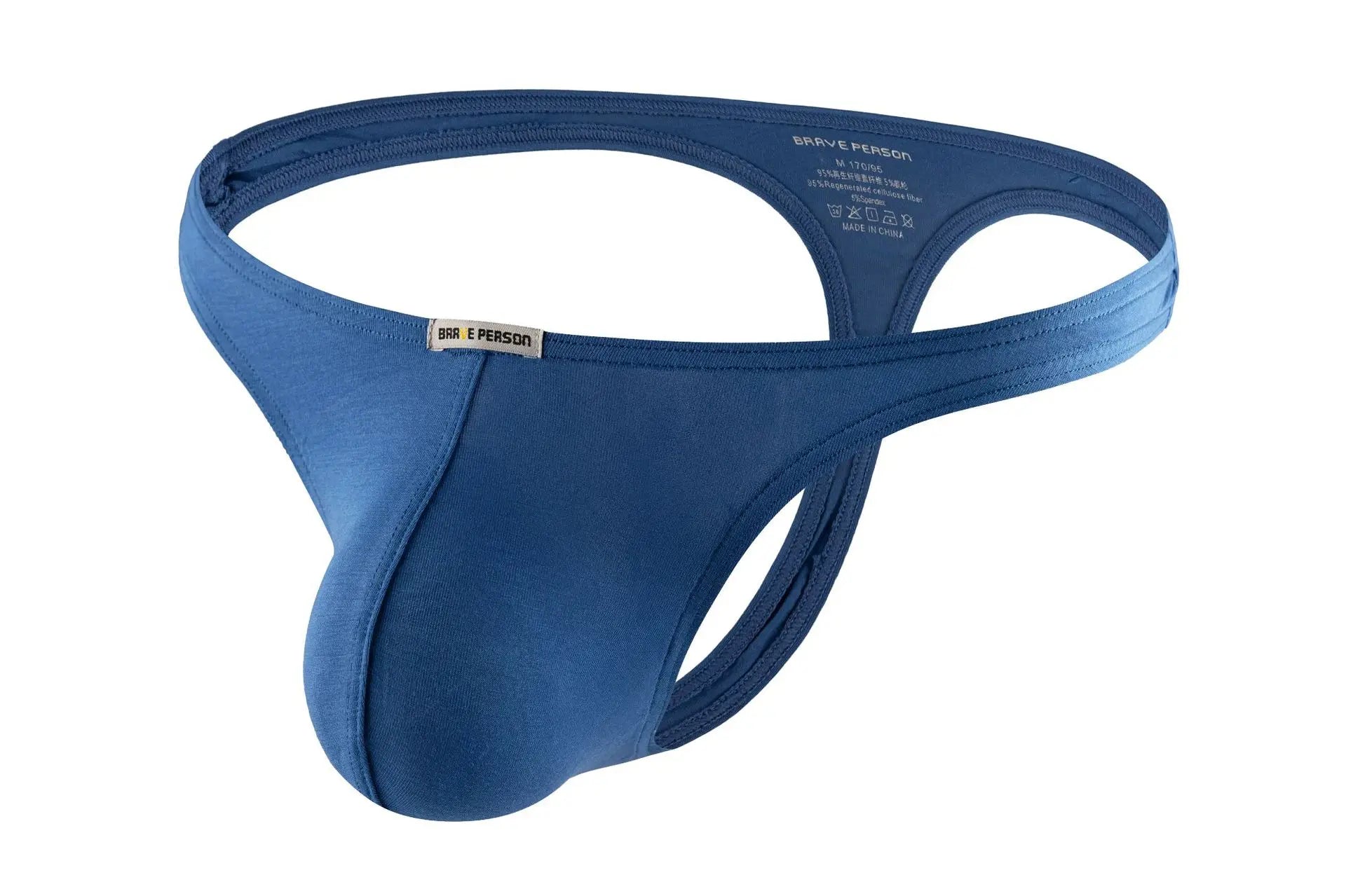 Men's Sexy Sports Leisure Modal Thongs Breathable Soft Fabric High Stretch Ultra Thin Low-rise Large Pouch Briefs Underwear