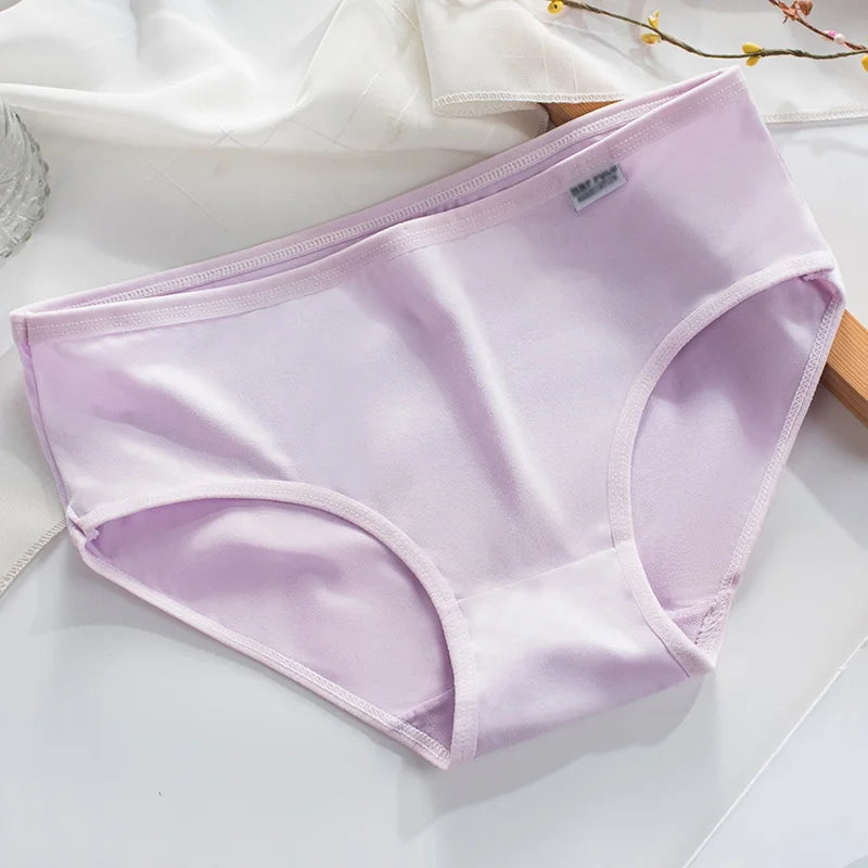 Women's Mid-Waist Cross-Border Underwear Soft and Breathable Milk Silk with Logo on Waist Special Offer for Girls