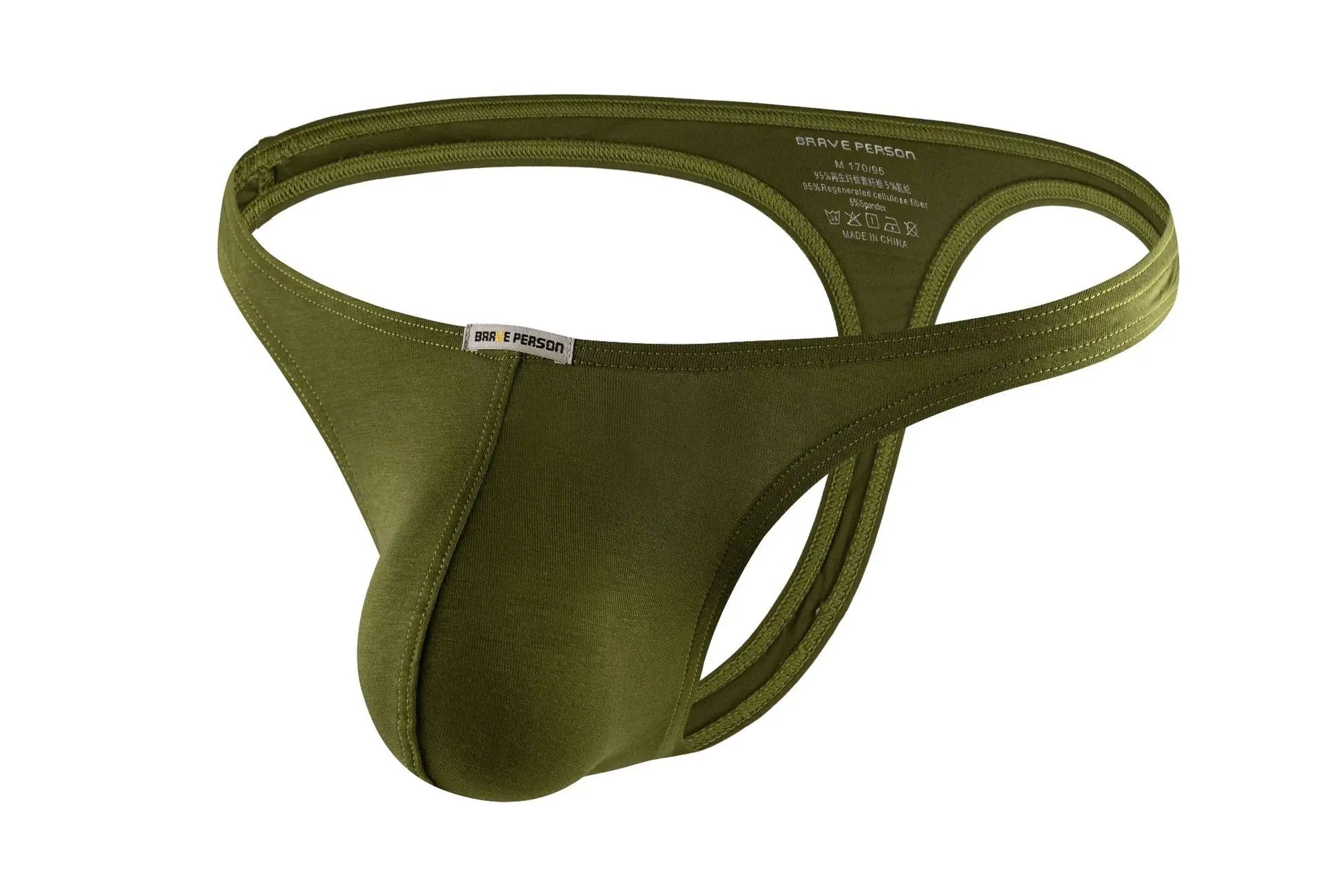 Men's Sexy Sports Leisure Modal Thongs Breathable Soft Fabric High Stretch Ultra Thin Low-rise Large Pouch Briefs Underwear