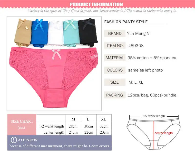 Wholesale Women Panties Girls Sexy Cotton and Lace Brief Ladies Underwear