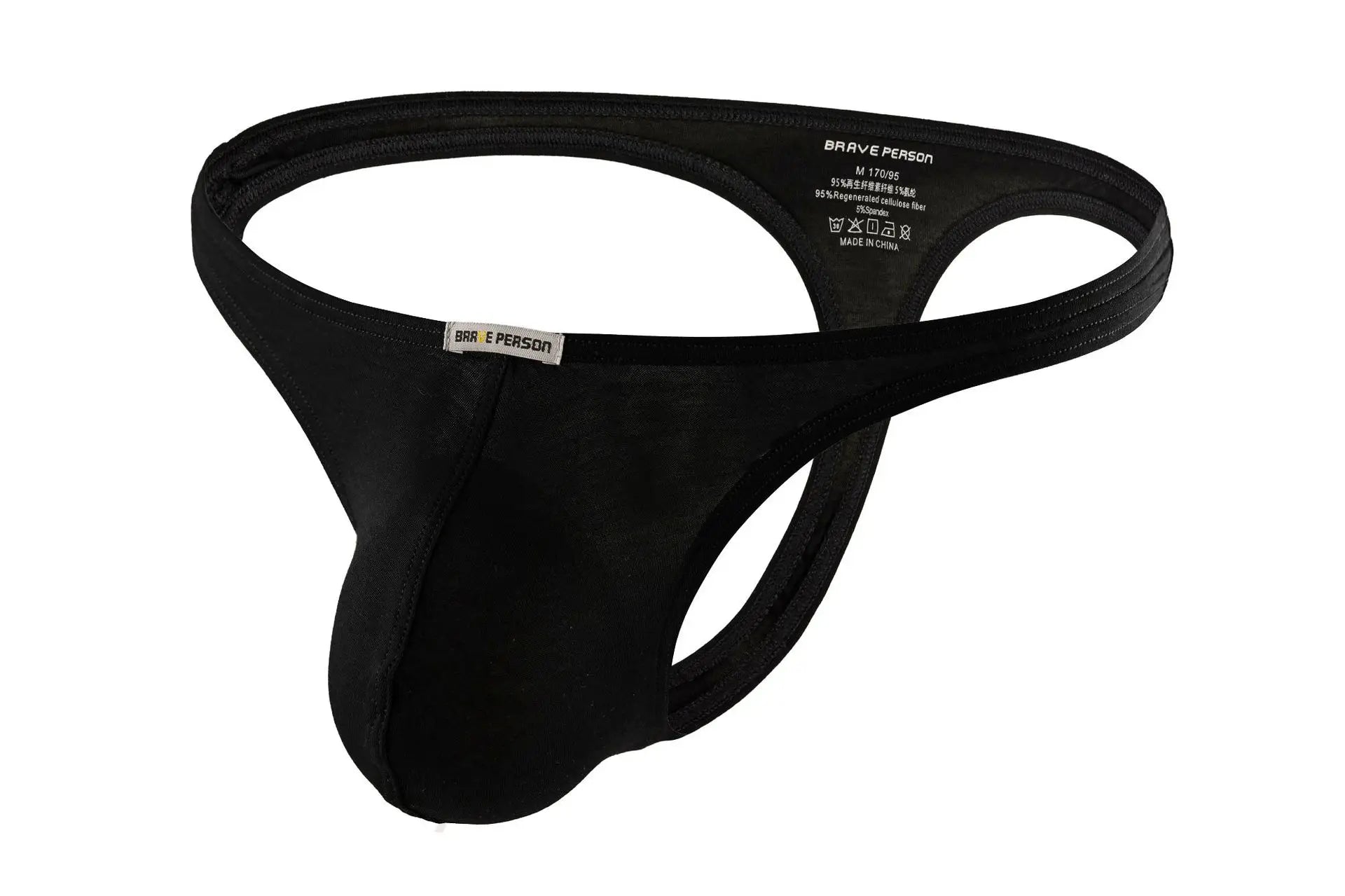 Men's Sexy Sports Leisure Modal Thongs Breathable Soft Fabric High Stretch Ultra Thin Low-rise Large Pouch Briefs Underwear